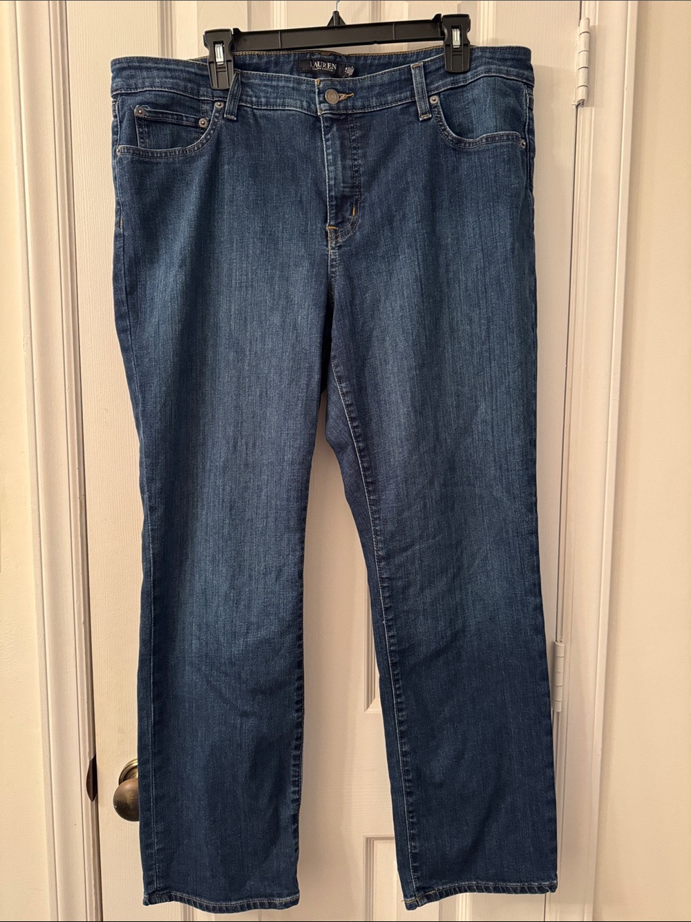 Lauren Ralph Lauren Straight Leg Jeans in Dark Blue Wash